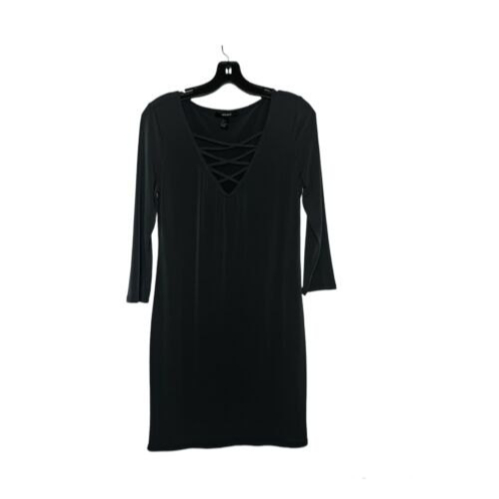 Forever 21 Large Dress Black Long Sleeve Knee Length Lace Neckline